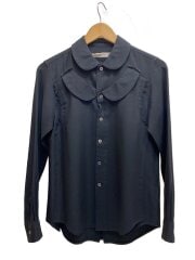 丸襟/ダブルカラーブラウス/長袖ブラウス/S/ウール/BLK/GR-B020/AD2006