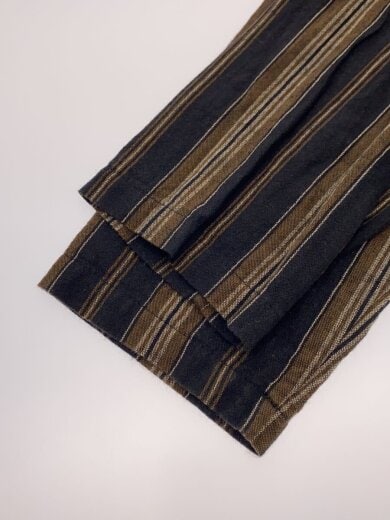 商品画像：FARMERS STRIPE C/L JKT/シャツジャケット/M/コットン×リネン/ブラック×ブラウン 5