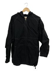 90s/スウッシュ/バックロゴ/ナイロンジャケット/L/ナイロン/BLK/無地
