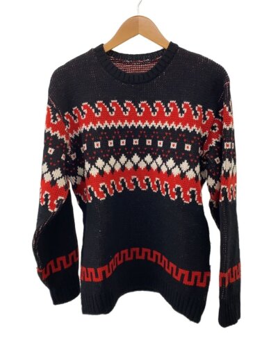 商品画像：Crew Neck Sweater Tirolian/ニット・セーター(厚手)/S/ウール/ブラック/総柄/ 1