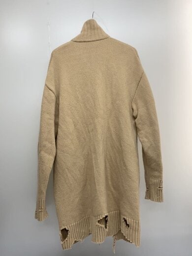 商品画像：18AW/ダメージ加工/ジップアップ ロングカーディガン/M/ウール/ベージュ 2