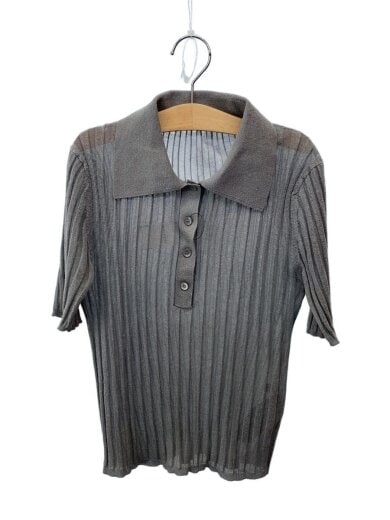 商品画像：25SS/シルクブレンドシアーリブニットポロ/one/--/GRY/無地/FWNT252132 1
