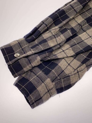 商品画像：80-90S/オープンカラー/ボックスシャツ/長袖シャツ/--/ウール/NVY/チェック 5