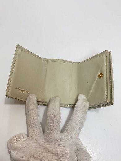 商品画像：カサンドラ/3つ折り財布/レザー/ベージュ/角スレ有/パイピング割れ有 4