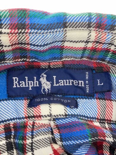 商品画像：ボタンダウン/ポニー刺繍/ネルシャツ/L/コットン/BLU/チェック 3