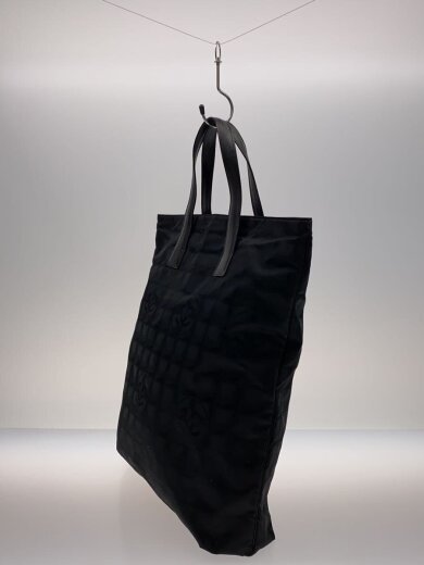 商品画像：ニュートラベルライン 縦長 トートバッグ/マチ無し/ナイロン×レザー/ブラック/リペア有 2