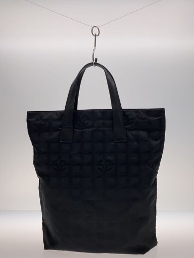 商品画像：ニュートラベルライン 縦長 トートバッグ/マチ無し/ナイロン×レザー/ブラック/リペア有 3