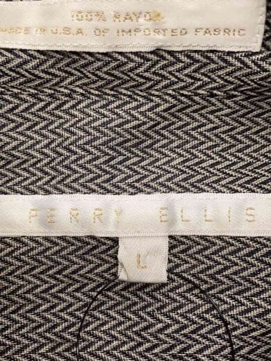 商品画像：90s/ノーカラーシャツ/USA製/長袖シャツ/L/レーヨン/グレー/総柄 3