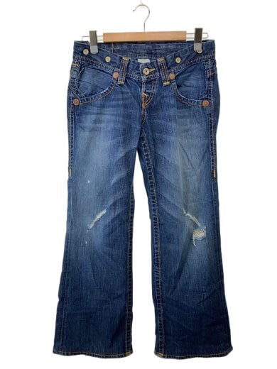 商品画像：USA製/レザーパッチ/ブーツカットパンツ/29/デニム/IDG/無地/裾ダメージ 1