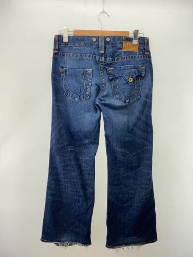 商品画像：USA製/レザーパッチ/ブーツカットパンツ/29/デニム/IDG/無地/裾ダメージ 2