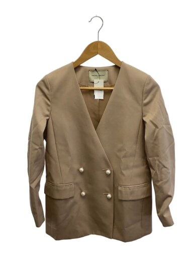 商品画像：パールボタン/ノーカラーダブルジャケット/34/ウール/BEG/1522-257-2878 1