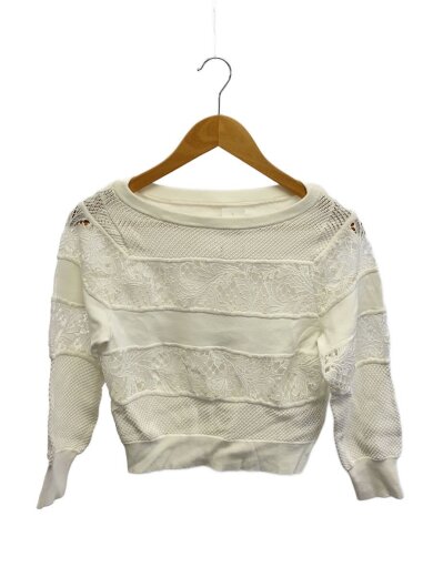 商品画像：レースサマーニット/38/レーヨン/WHT/102318-16-520-02-380/袖薄ヨゴレ有 1