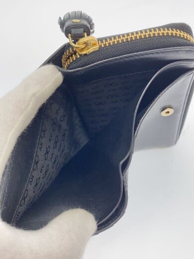 商品画像：スマイル パーフォレーション/2つ折り財布/レザー/BLK/レディース 6