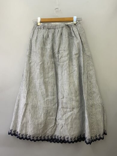 商品画像：×KIZAMI/エプロン付き/ロングスカート/FREE/リネン/BLU/ストライプ/CLC-2500014 2