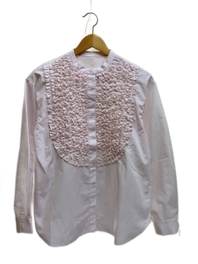 商品画像：フロントフリル/長袖ブラウス/FREE/ポリエステル/PNK/無地/OHGA-1183 1