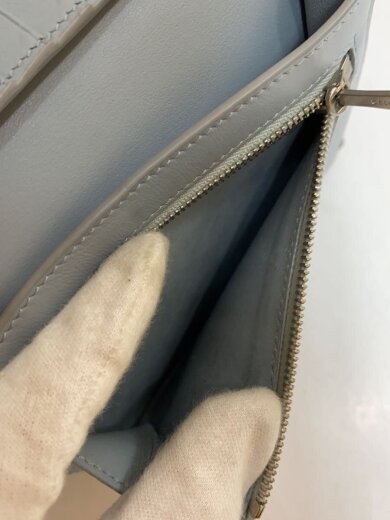 商品画像：ミディアム ストラップウォレット/2つ折り財布/レザー/GRY×BLE/汚れ有 5