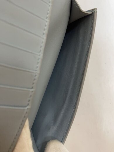 商品画像：ミディアム ストラップウォレット/2つ折り財布/レザー/GRY×BLE/汚れ有 9