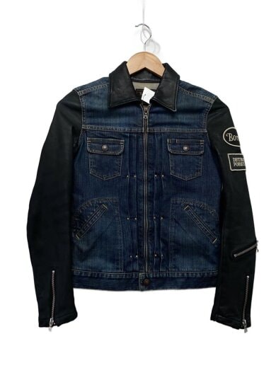 商品画像：KINKY/ジップアップジャケット/F/デニム×羊革/IDG/2AB-6980/レザー擦れ有 1