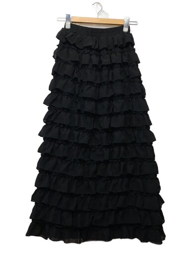 商品画像：ティアード フリルスカート/ロングスカート/FREE/ポリエステル/BLK/62-27-0076-438 1