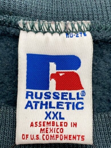 商品画像：90S～/メキシコ製/前V/プレーン/スウェット/XXL/コットン/グリーン/袖口ダメージ有 3