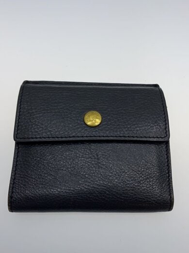 商品画像：3つ折り財布/レザー/BLK/無地/メンズ 2