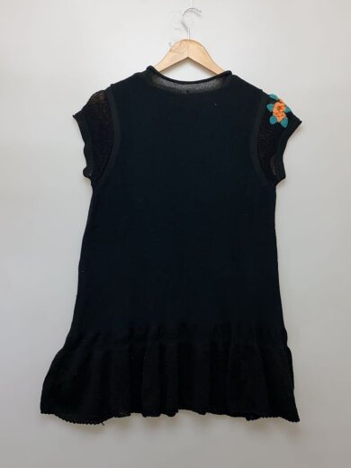 商品画像：バード×フラワー刺繍/ニットワンピース/半袖ワンピース/9/ウール/BLK/1462051// 2
