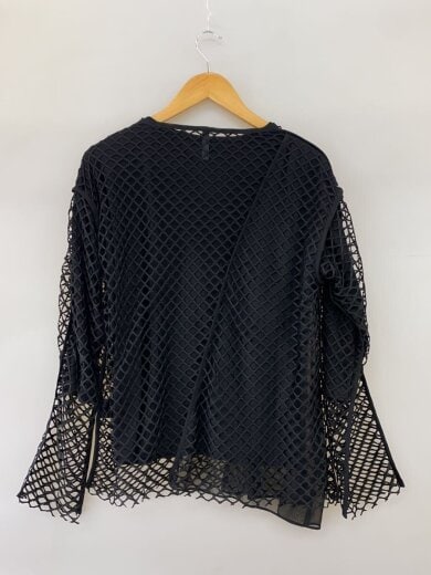 商品画像：MESH LAYERED TOPS/長袖カットソー/0/レーヨン/BLK/無地/1221-08041// 2