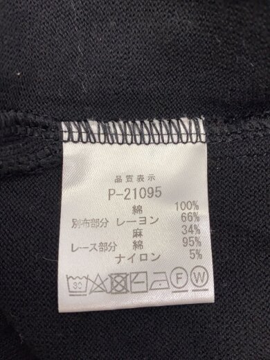 商品画像：素材切替 ニットプルオーバー/蜂ボタン/FREE/コットン/BLK/無地/P-21095// 4