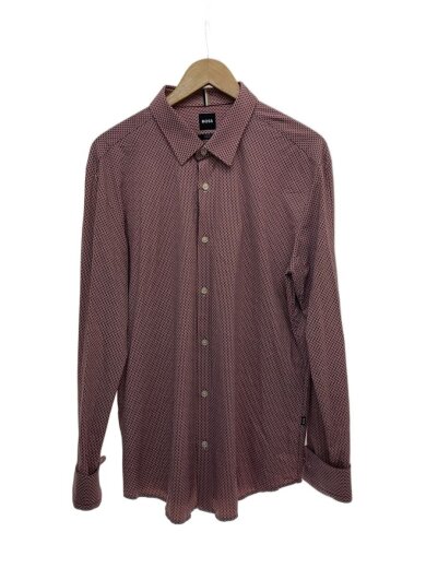 商品画像：SLIM FIT/STRETCH/長袖シャツ/XL/ポリエステル/レッド/総柄 1