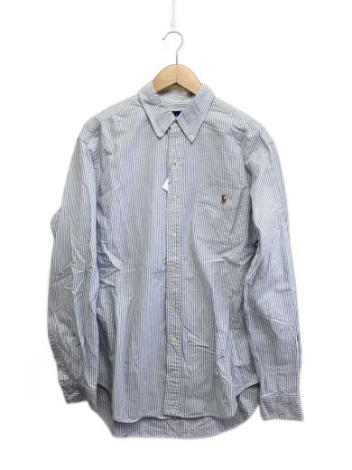 商品画像：CLASSIC FIT/ボタンダウン/パッチポケット/長袖シャツ/L/コットン/BLU/ストライプ 1