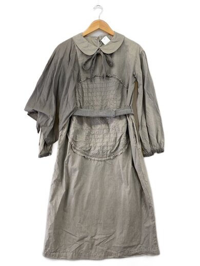 商品画像：丸襟/パッチワーク ワンピース/1/コットン/GRY/06CW17134-4/背側ステッチホツレ有// 1