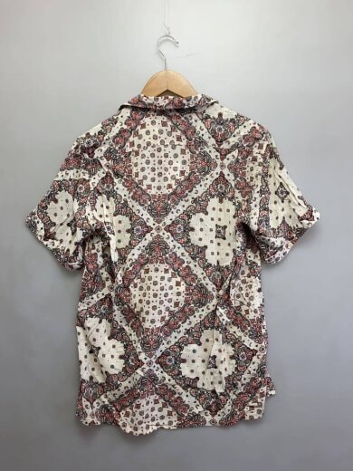 商品画像：開襟シャツ/USA製/コットン/半袖シャツ/M/レーヨン/WHT/総柄// 2