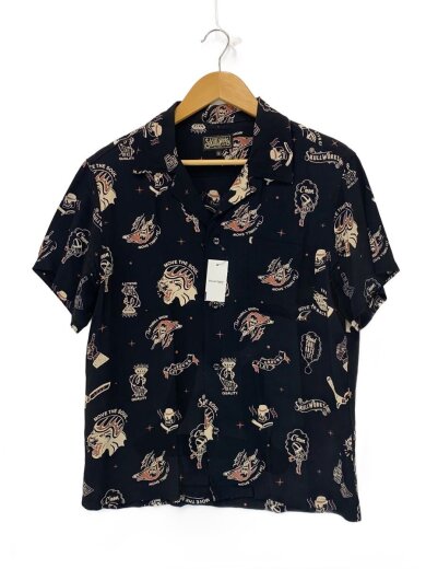 商品画像：アロハシャツ/XS/レーヨン/BLK/総柄/フロント汚れ有// 1