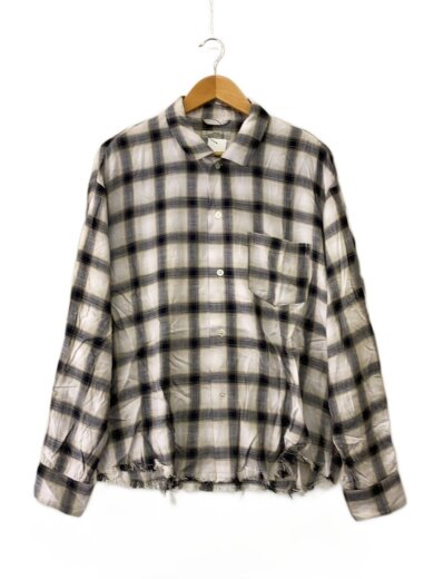 商品画像：26SS/レーヨン アンカット フリンジ チェックシャツ/M/レーヨン/GRY/チェック/26050464011010// 1