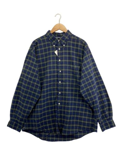 商品画像：90s/ボタンダウン/ロゴ刺繍/長袖シャツ/XL/コットン/グリーン/チェック// 1