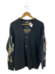 Vネックカーディガン(厚手)/M/ウール/ブラック