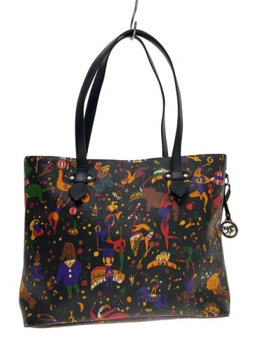 商品画像：トートバッグ/PVC/ブラック/総柄/マジックサーカス 1