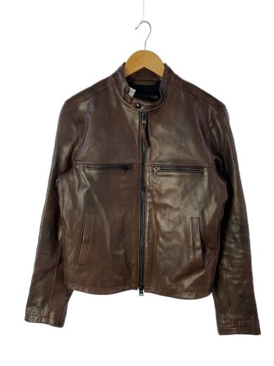 商品画像：シングルライダースジャケット/M/羊革/ブラウン/レザー// 1