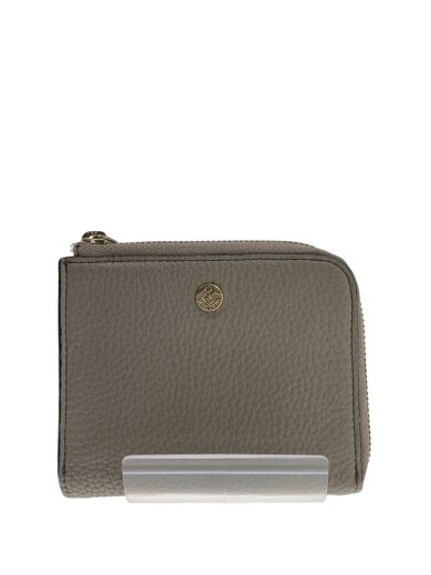 商品画像：2つ折り財布/グレー/無地/レディース/シボ革/Ｌ字ジップ 1