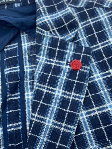 商品画像：Cinquantino/テーラードジャケット/46/リネン/BLU/チェック 5