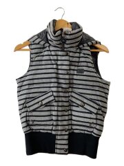 ダウンベスト/38/コットン/グレー/ボーダー/FY503-208-09/リバーシブル