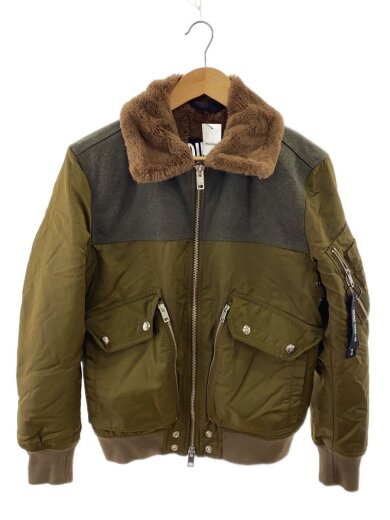商品画像：ジャケット/ブルゾン/S/ポリエステル/カーキ/A00563/裏地ファー/切替 1
