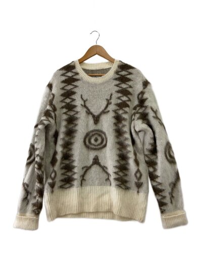 商品画像：ニット・セーター(厚手)/L/モヘア/ベージュ/総柄 1