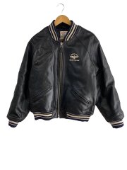 VARSITY JACKET/M/レザー/ブラック//