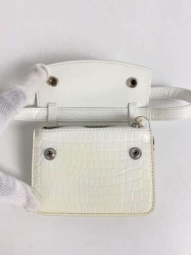 商品画像：ショルダーウォレット/レザー/ホワイト/無地/メンズ/S35WB0077/クロコ型押し/日焼け有// 4