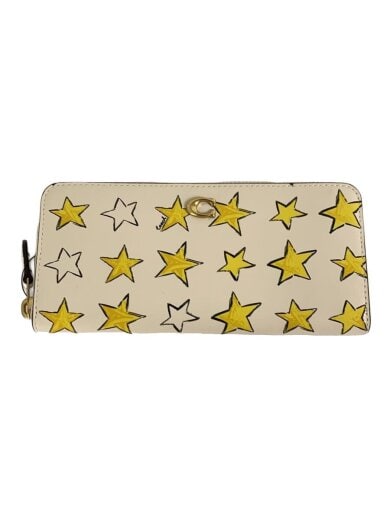 商品画像：エッシェンシャルスリムアコーディオンジップ/レザー/アイボリー/総柄/レディース/CAM82// 1