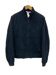 裏地チェック/ハイネック/ブルゾン/ジャケット/S/コーデュロイ/BLK/無地