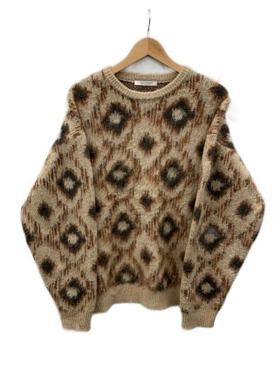 商品画像：モヘアミックスネイティブジャガードクルーネックセ/M/アクリル/BEG/23-080-600-9270-3-0 1