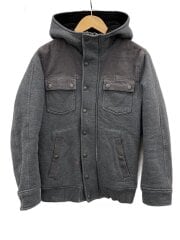 フード付き中綿ジャケット/コーデュロイ切替/ブルゾン/S/コットン/GRY