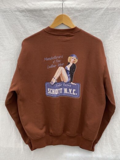 商品画像：CREW SWEAT PINUP GIRL/スウェット/M/コットン/BRW/プリント/782-4232015 2